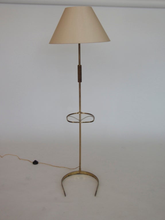 Austrian Brass Floor Lamp with Table