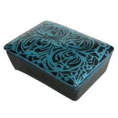 Italian Blue Ceramic Box by Raymor