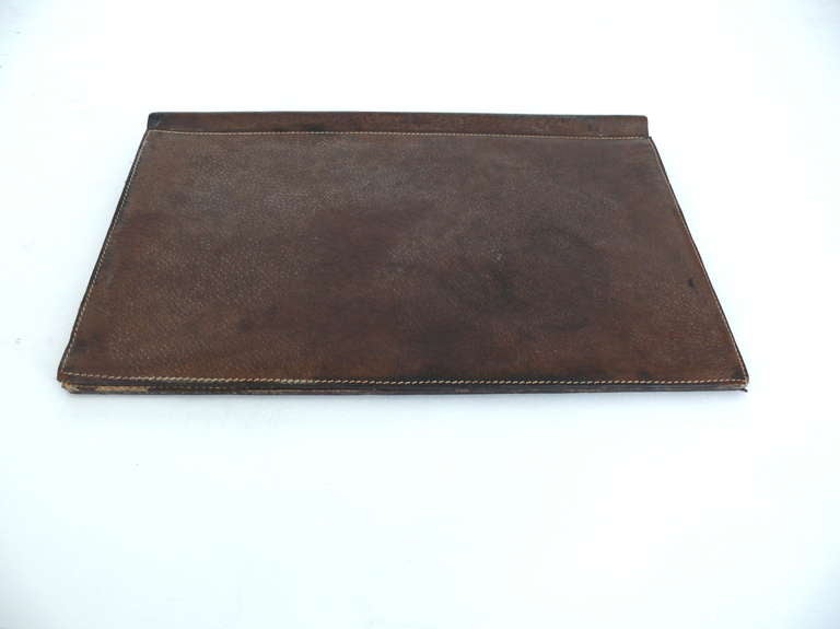 Leather and Brass Desk Set by Gucci