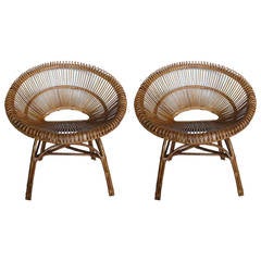 Rattan Chairs in the Style of Franco Albini