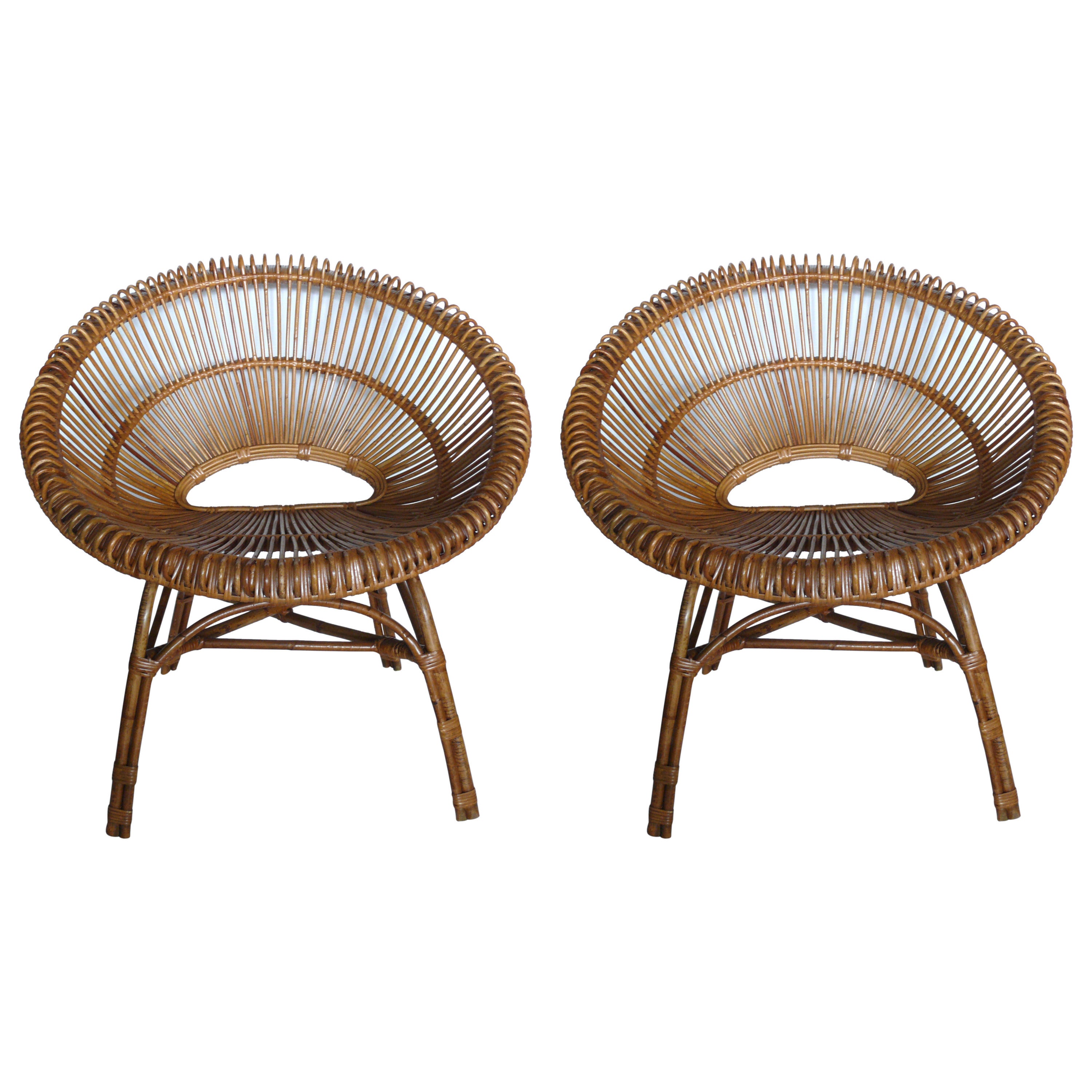Rattan Chairs in the Style of Franco Albini