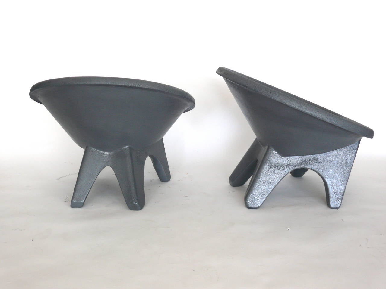 French Sculptural Concrete Chairs 1