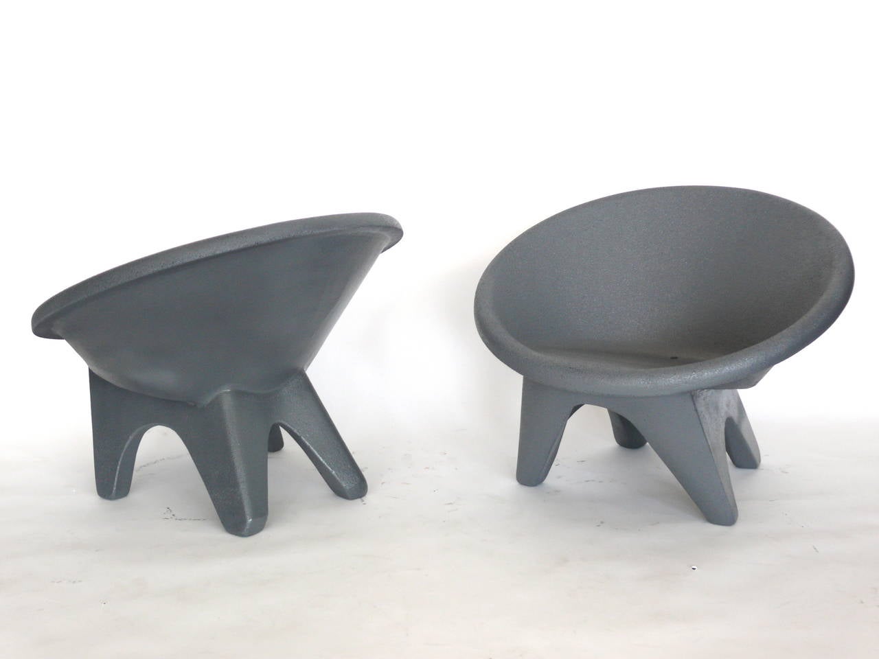 French Sculptural Concrete Chairs 3