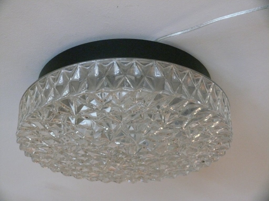 Italian Clear Glass Flush Mount In Excellent Condition In Beverly Hills, CA
