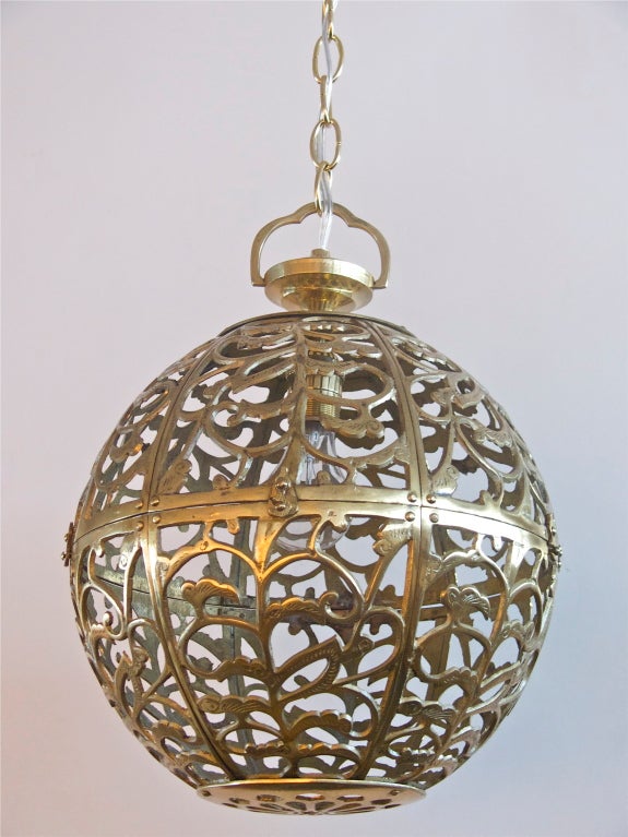 Ornate Brass Globe Chandelier 6