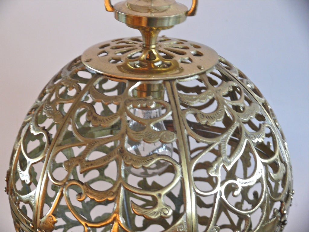 20th Century Ornate Brass Globe Chandelier