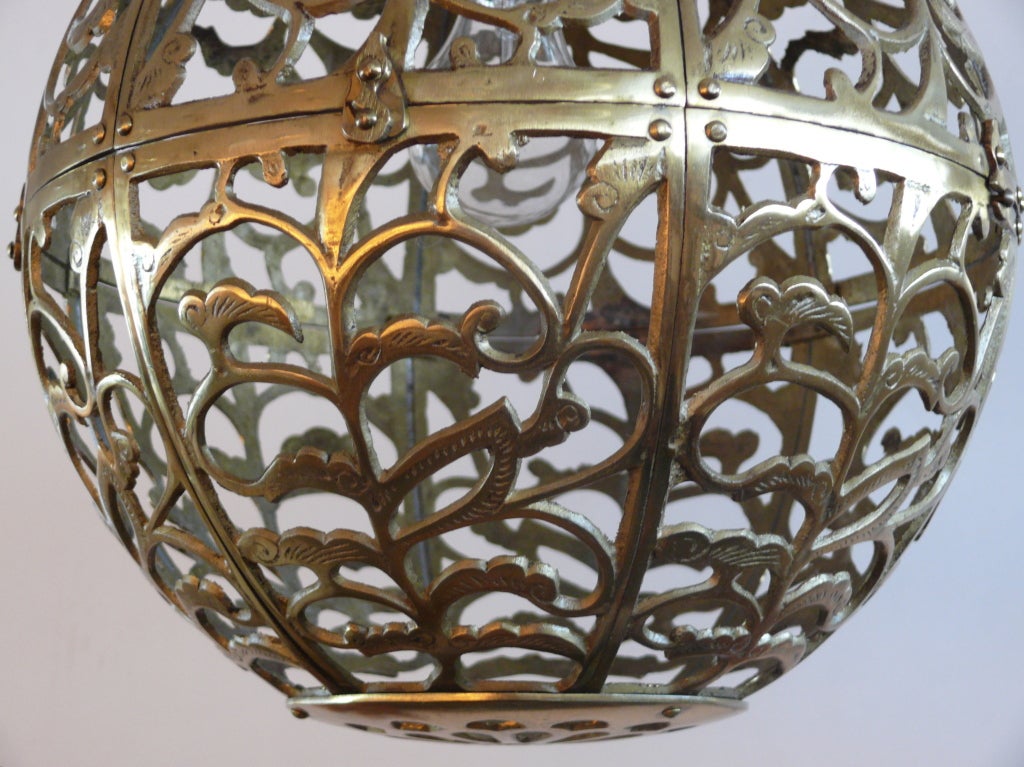 Ornate Brass Globe Chandelier 1