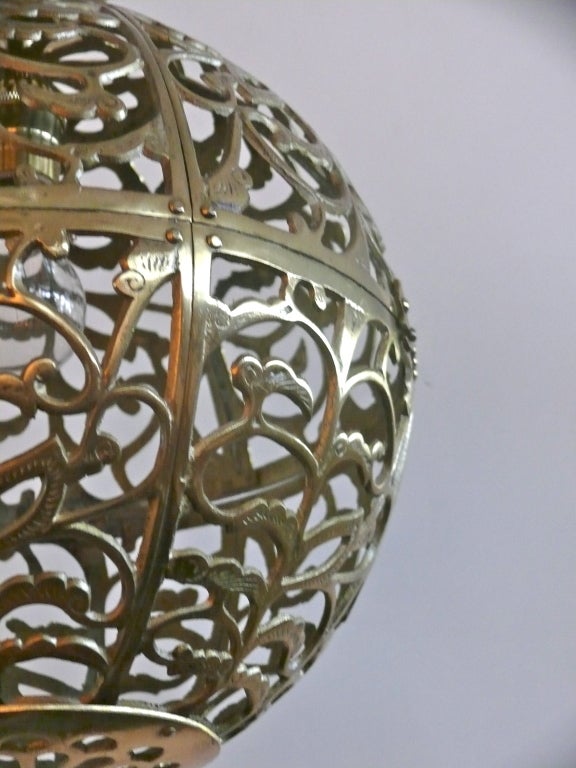 Ornate Brass Globe Chandelier 2