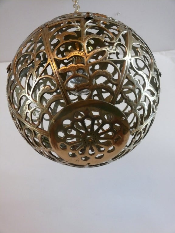 Ornate Brass Globe Chandelier 4