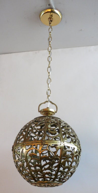 Ornate Brass Globe Chandelier 5