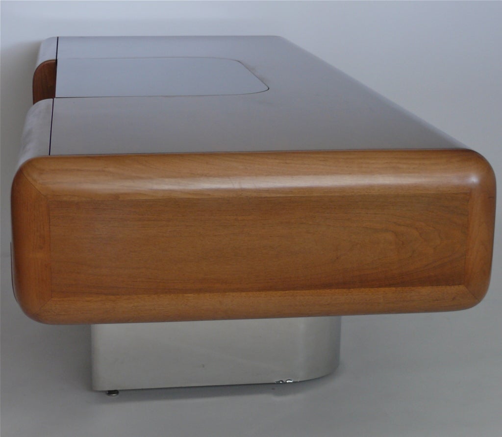 American Walnut and Stainless Steel Desk by M.F. Harty for Stow Davis