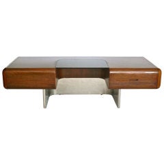 Scrivania in legno di noce e acciaio inossidabile di A.M.F. Harty per Stow & Davis