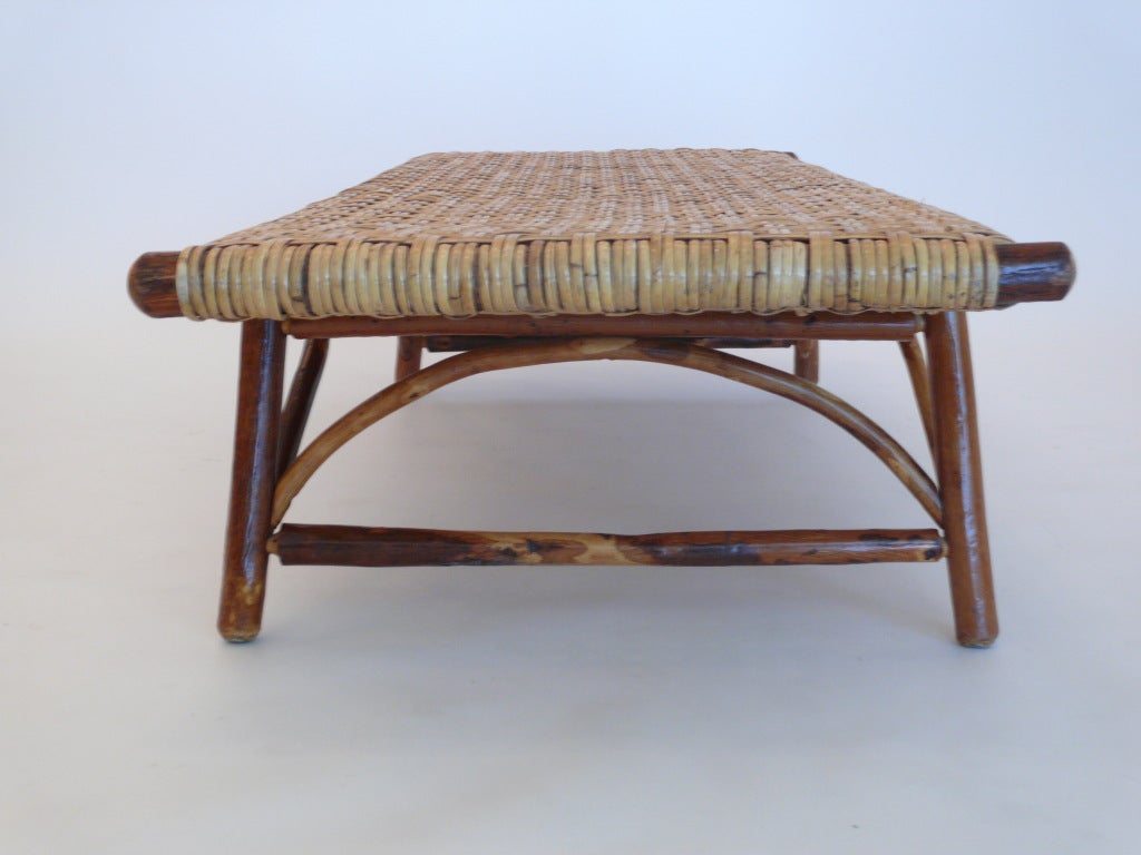 Mid-20th Century Woven Hickory Bench