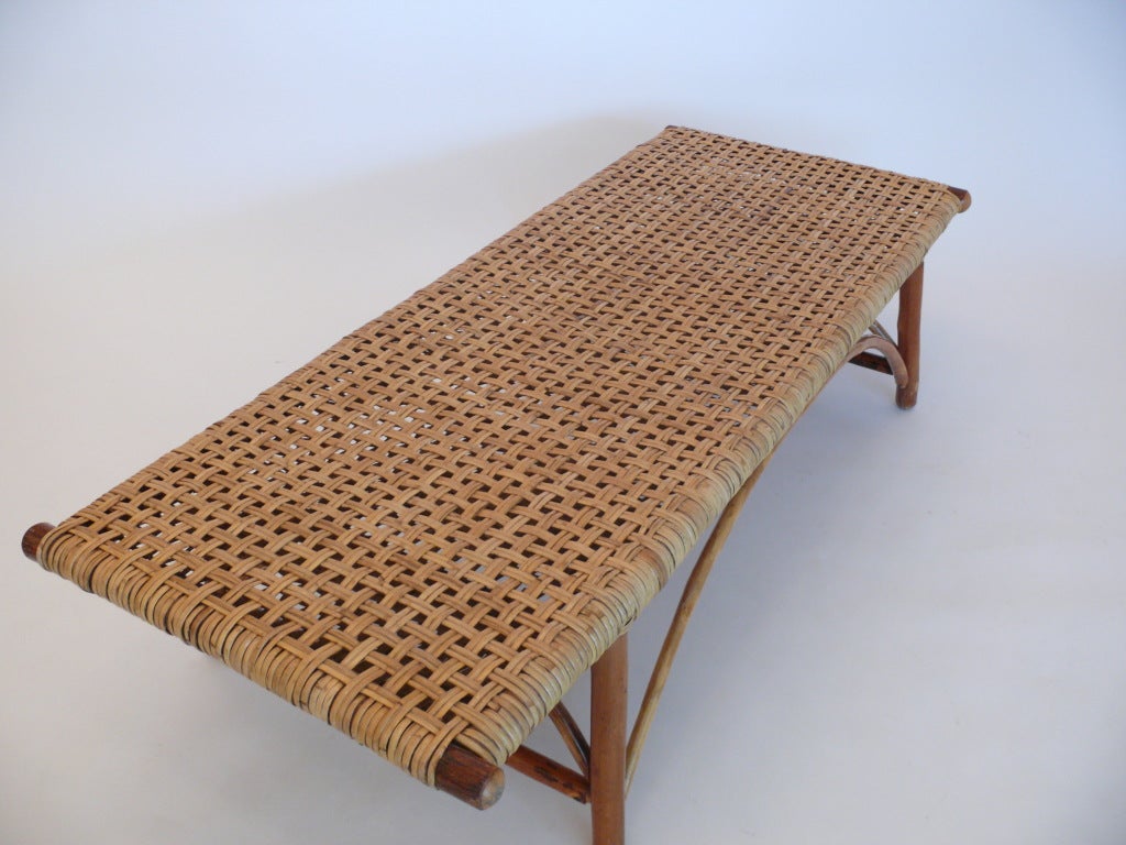 Rattan Woven Hickory Bench