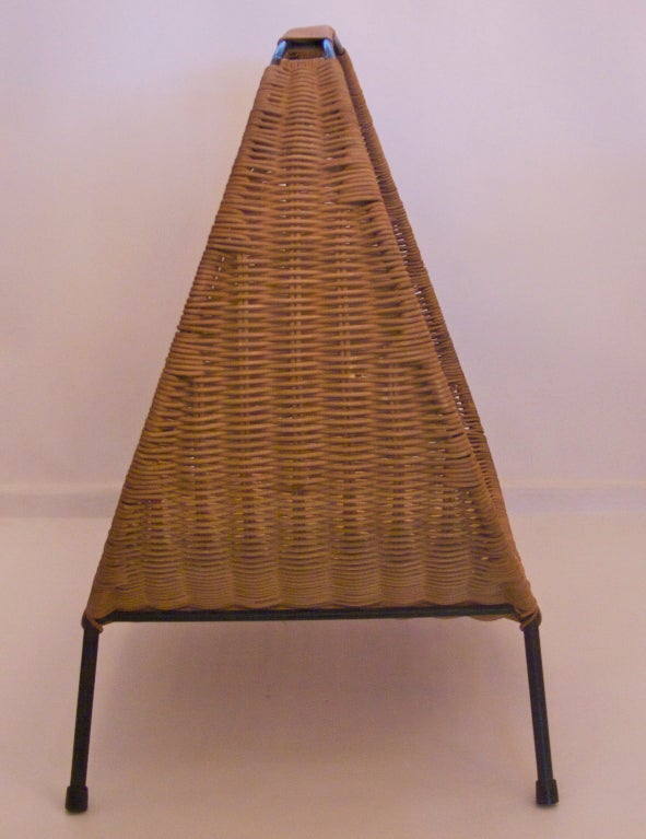 Large French Woven Wicker Log Holder 1