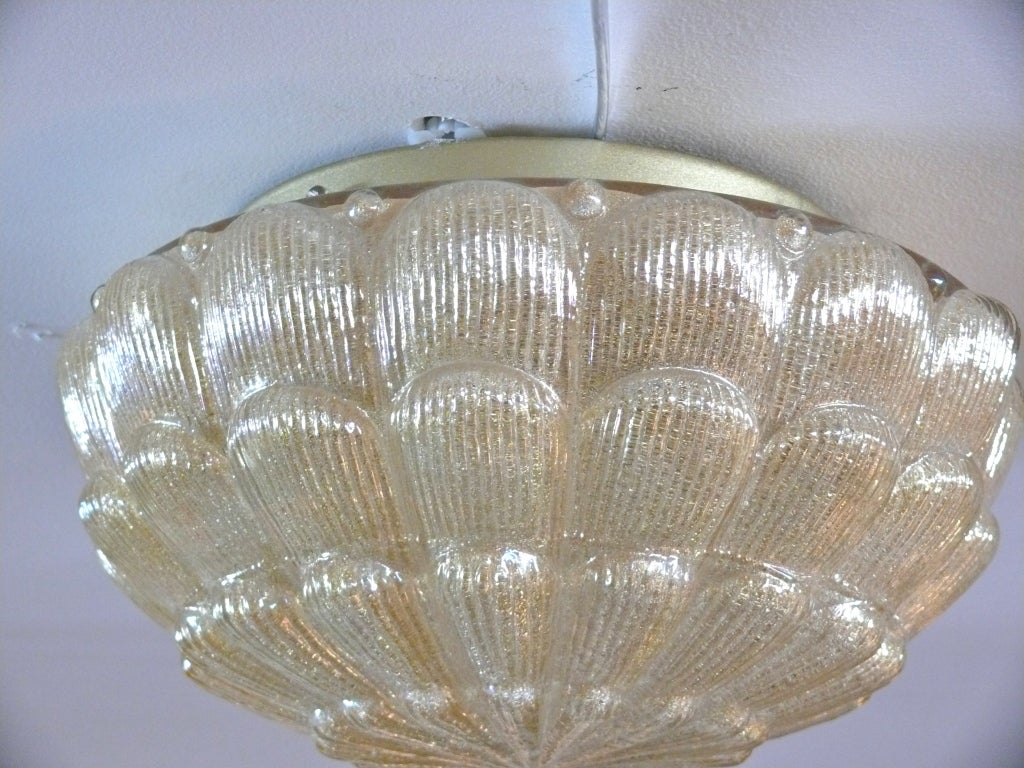 Amber Scalloped Glass Flush Mount