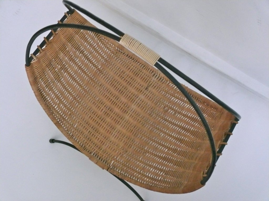 French Wicker and Iron Log Holder 1