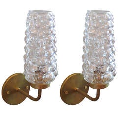 Petite Austrian Cylinder Bubble Sconces Vintage Petite Austrian Cylinder Bubble Sconces