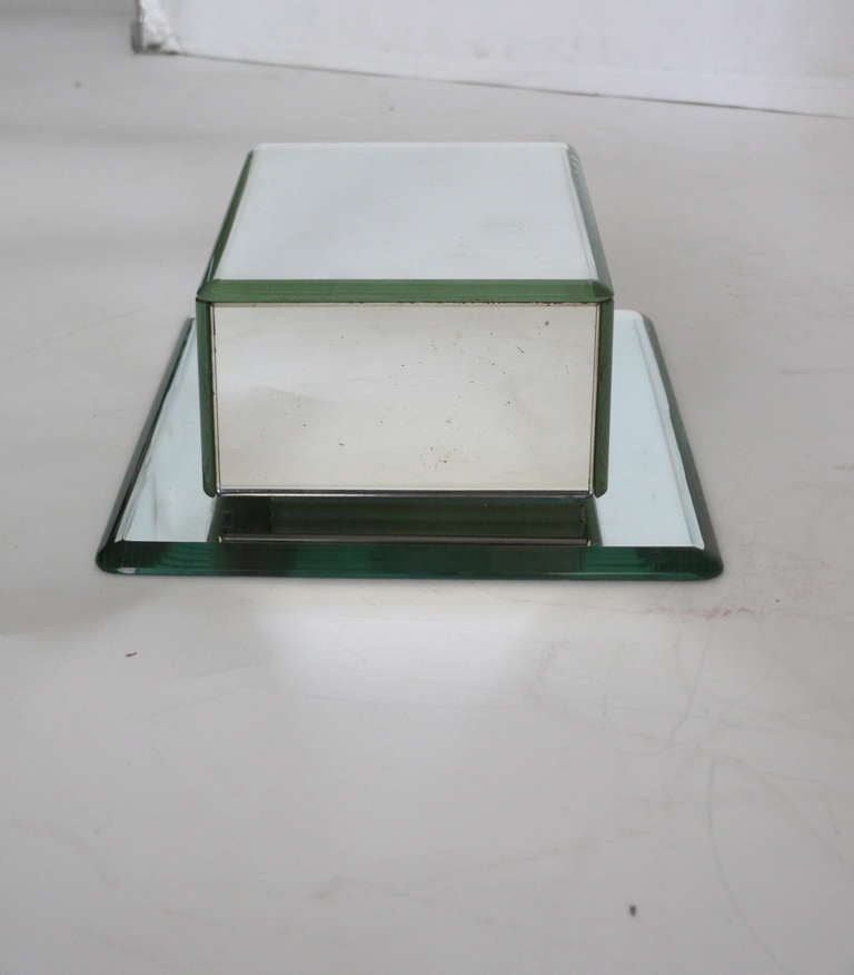 Glass French Art Deco Mirrored Cigarette Box