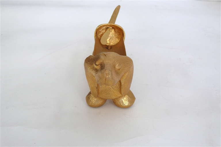 Whimsical brass dachshund cracker dish. 