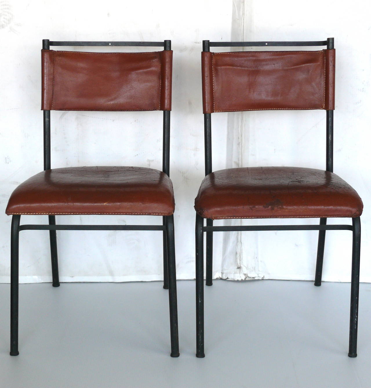 French Pair of Jacques Adnet Chairs