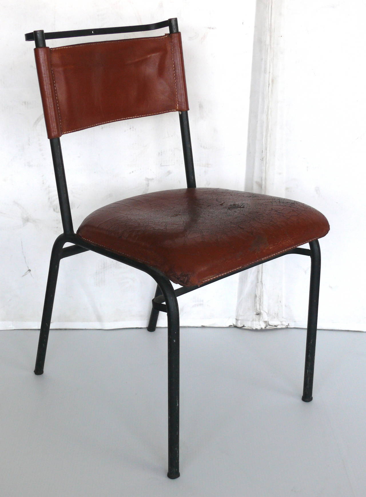 Iron Pair of Jacques Adnet Chairs