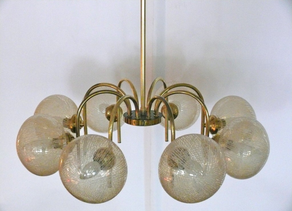 Large Austrian Amber Globe Orbit Chandeliers