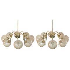 Large Austrian Amber Globe Orbit Chandeliers