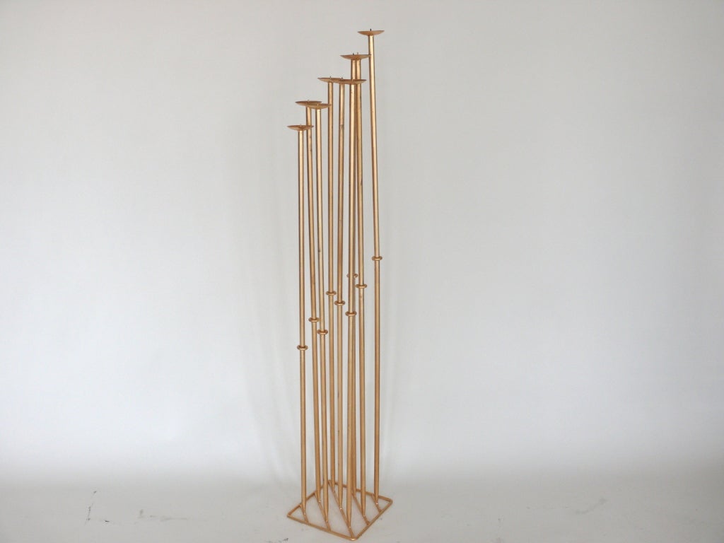 Large Gold Leafed Floor Candlestick Holders