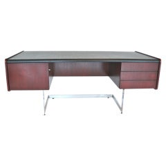 Cantilevered Chrome and Wood Desk