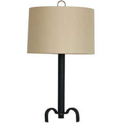 Petite Leather Table Lamp in the Style of Adnet