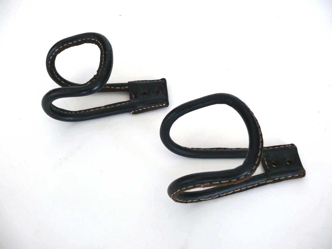French Jacques Adnet Leather Hooks