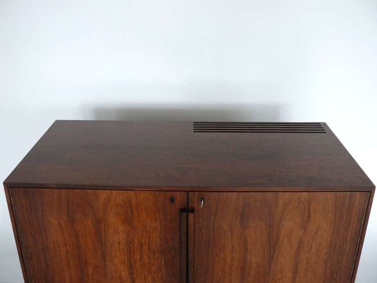 Danish Rosewood Bar Cabinet with Refrigerator by Silkeborg In Excellent Condition In Beverly Hills, CA