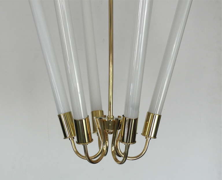 20th Century Italian Brass Fluorescent Tube Chandelier