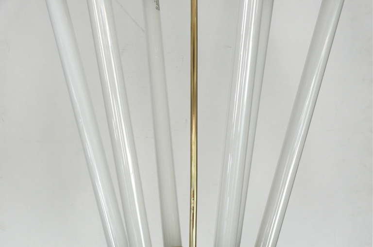 Italian Brass Fluorescent Tube Chandelier In Excellent Condition In Beverly Hills, CA