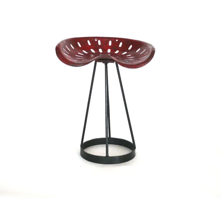 French Perforated Iron Stool In Excellent Condition In Beverly Hills, CA