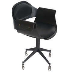 Italian Wood and Leather Desk Chair