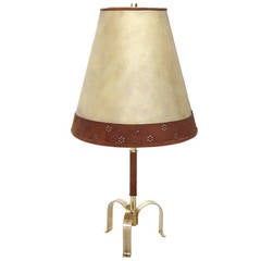 Petite Brass and Suede Table Lamp