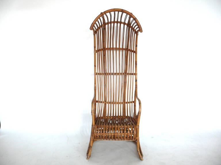 Beautiful set of canopy chairs. Bamboo frame with rattan detailing. Very unique and in excellent vintage condition. Difficult to find a matching pair. Great statement piece!