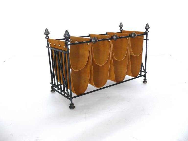 Iron and Suede Bottle Rack