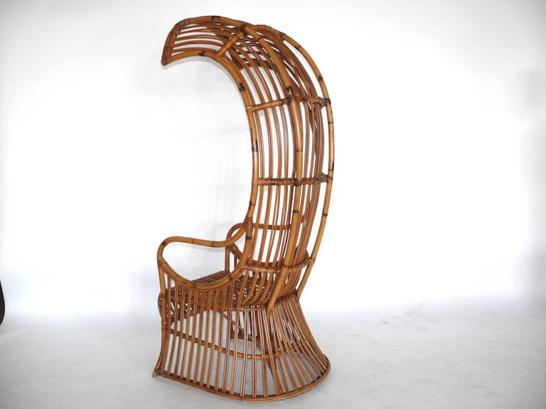 Pair of Bamboo and Rattan Canopy Chairs at 1stdibs