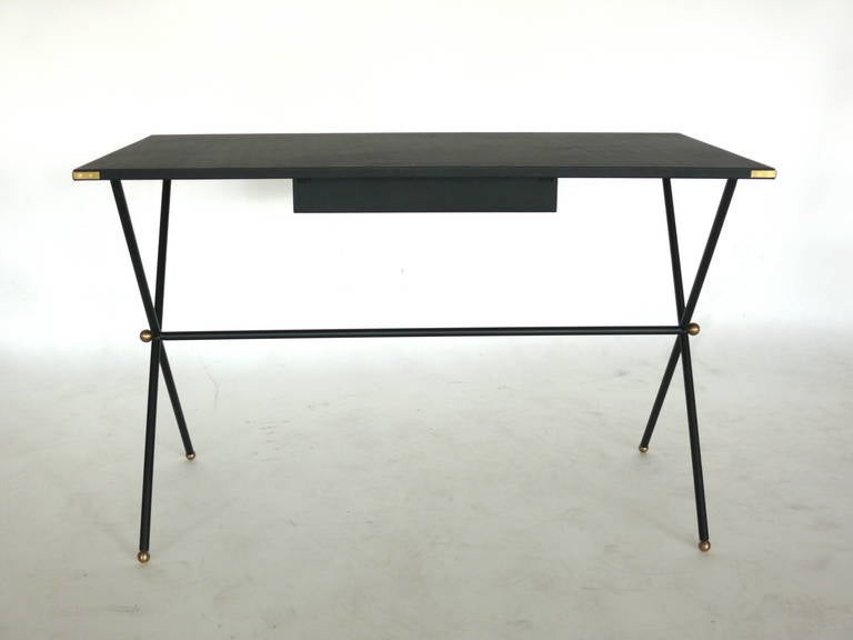 Leather Campaign Desk in the Style of Jacques Adnet 3