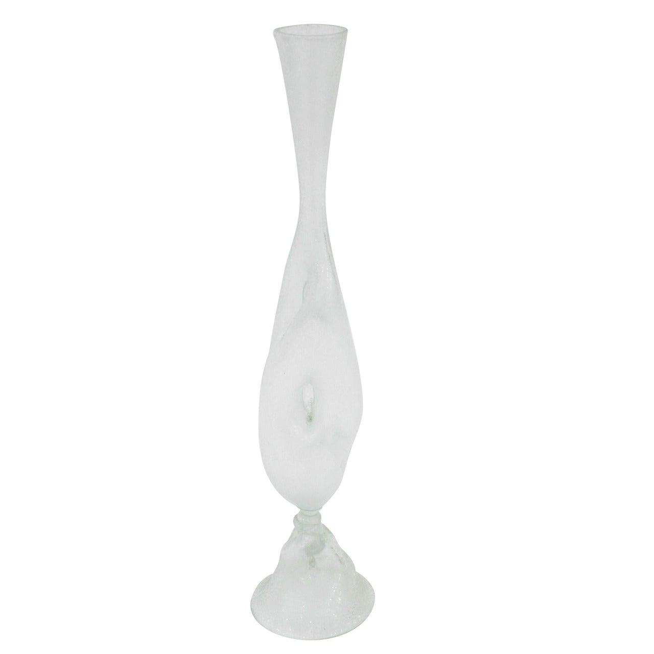 Unique Hand-Blown Vase in Iridized Cristallo Glass by Anzolo Fuga For Sale