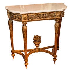 Fine Giltwood Marble-Top Console Table 3