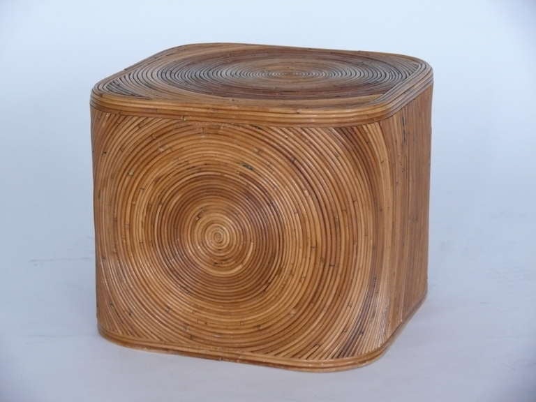 Rattan Cube End Tables in the style of Gabriella Crespi