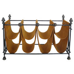 Iron and Suede Bottle Rack