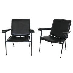 Pair of Leather Chairs by Jacques Adnet
