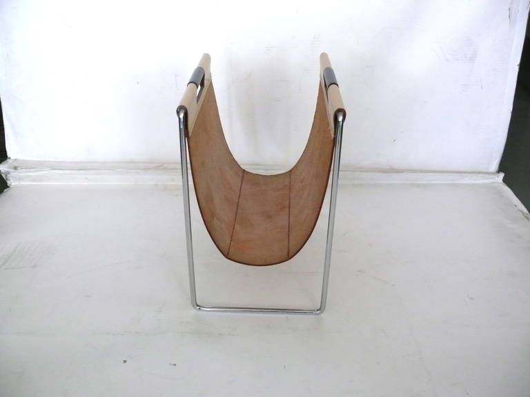 Italian Leather and Chrome Magazine Holder