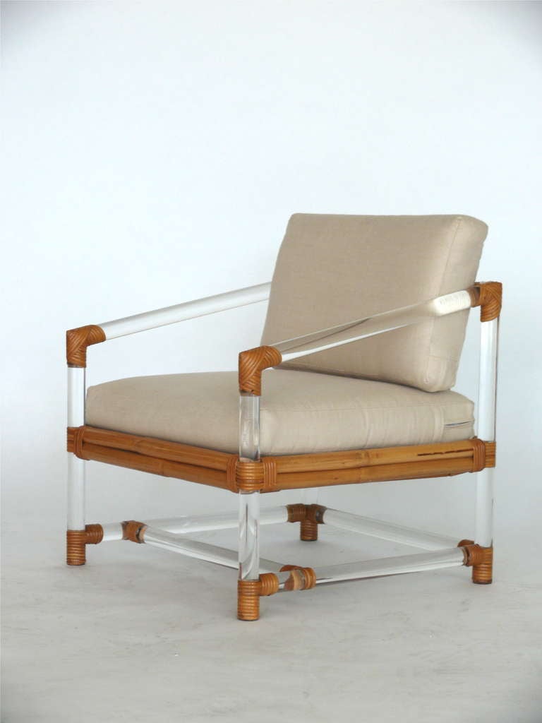 Lucite and Bamboo Club Chairs by McGuire for Four Seasons at 1stDibs