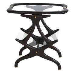 Italian Glass and Mahogany Table in the style of Ico Parisi